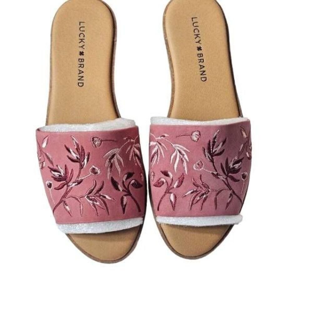 Lucky Brand Davin Embroidered Slide Nwb